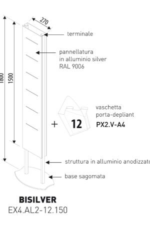 Espositore opuscoli N.14 vani distribuiti su 2 lati - h 180cm